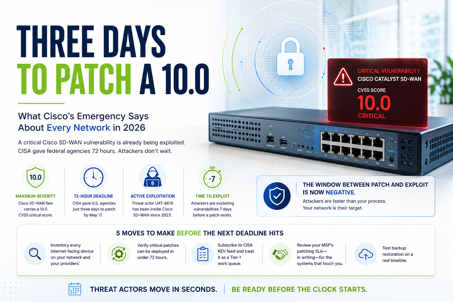 Three Days to Patch a 10.0: What The Cisco SD-WAN Vulnerability Says About Every Network in 2026