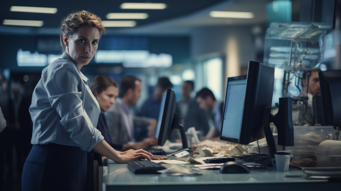 Business professional reviewing technology and organizational risk