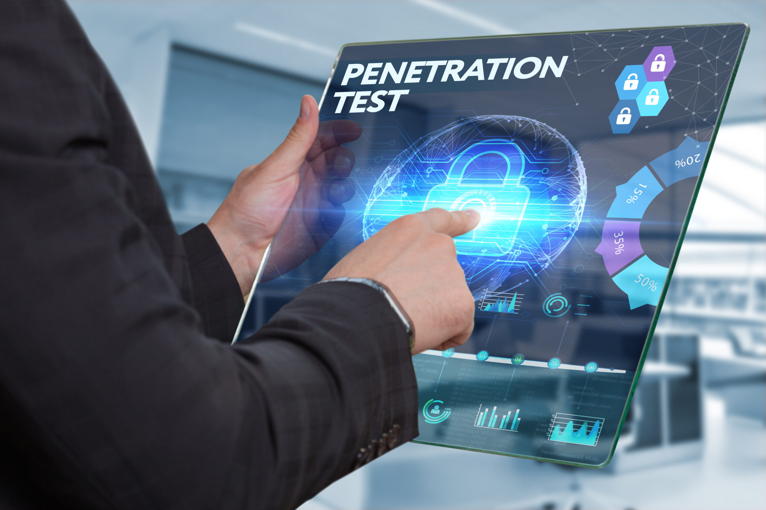 Cybersecurity penetration testing representing simulated attacks and vulnerability discovery
